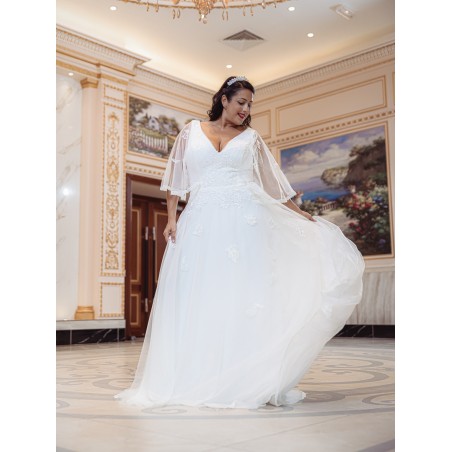 Robe-empire-manche- papillon-Promarried-22194-ivoire