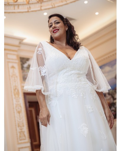 Robe-empire-manche- papillon-Promarried-22194-ivoire
