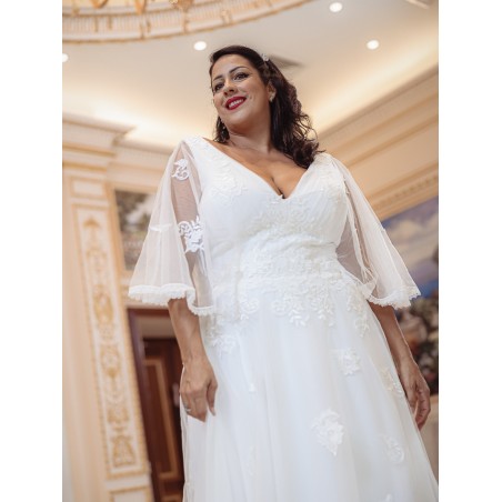 Robe-empire-manche- papillon-Promarried-22194-ivoire
