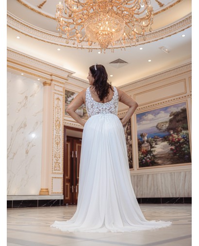 Robe-de-mariée-fluide-à-bretelles-Promarried-22199-ivoire