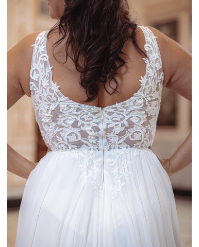 Robe-de-mariée-fluide-à-bretelles-Promarried-22199-ivoire