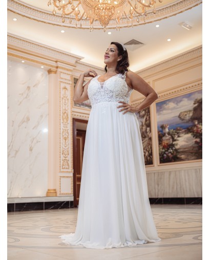 Robe-de-mariée-fluide-à-bretelles-Promarried-22199-ivoire
