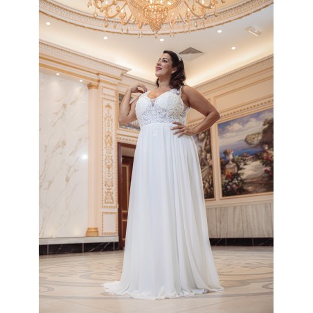 Robe-de-mariée-fluide-à-bretelles-Promarried-22199-ivoire