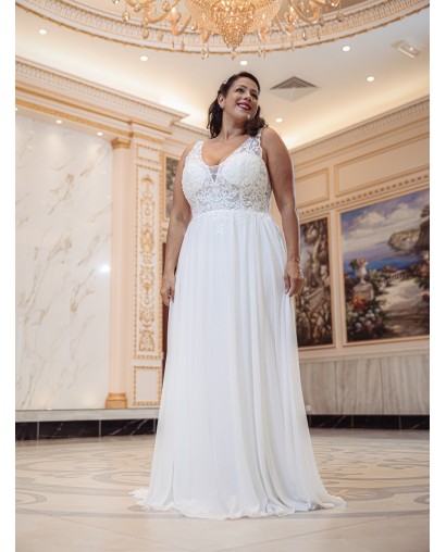 Robe-de-mariée-fluide-à-bretelles-Promarried-22199-ivoire