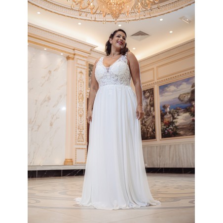 Robe-de-mariée-fluide-à-bretelles-Promarried-22199-ivoire