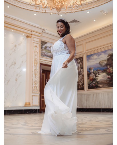 Robe-de-mariée-fluide-à-bretelles-Promarried-22199-ivoire