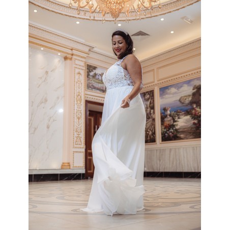 Robe-de-mariée-fluide-à-bretelles-Promarried-22199-ivoire