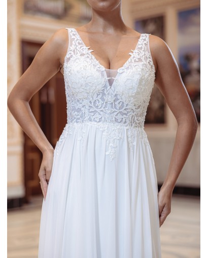 Robe-de-mariée-fluide-à-bretelles-Promarried-22199-ivoire