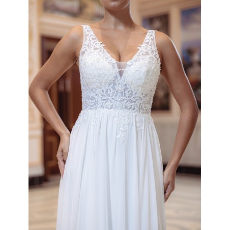 Robe-de-mariée-fluide-à-bretelles-Promarried-22199-ivoire
