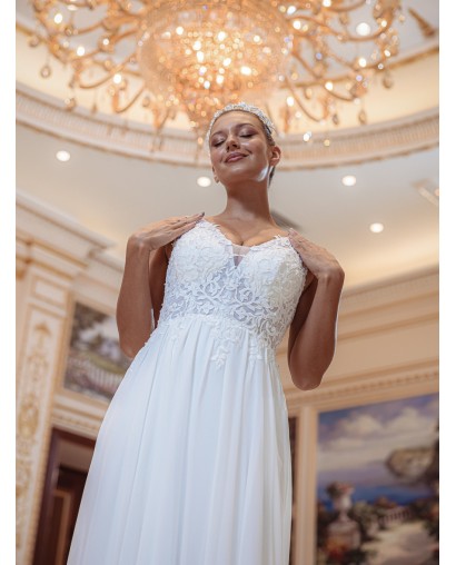 Robe-de-mariée-fluide-à-bretelles-Promarried-22199-ivoire