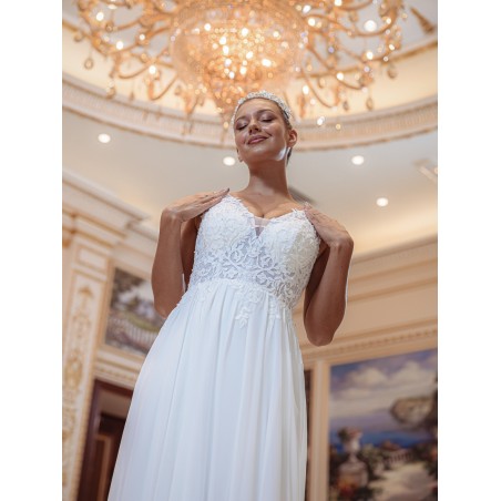 Robe-de-mariée-fluide-à-bretelles-Promarried-22199-ivoire