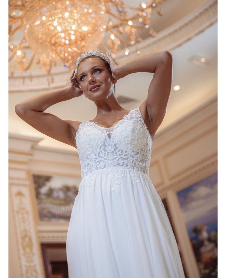 Robe-de-mariée-fluide-à-bretelles-Promarried-22199-ivoire