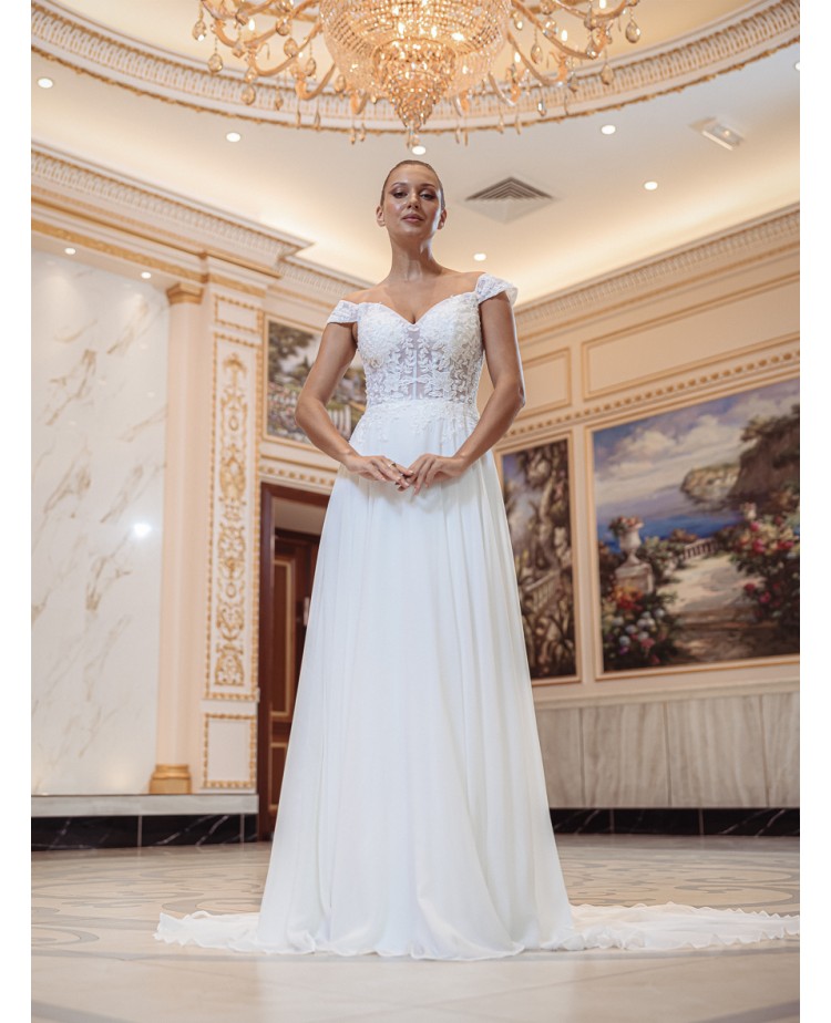 Robe de mariée empire en mousseline 22204 IVORY