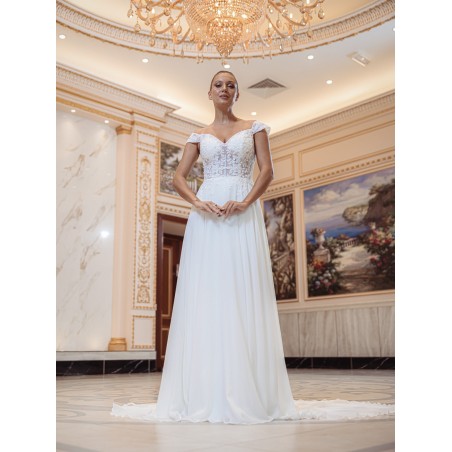 Robe de mariée empire en mousseline 22204 IVORY