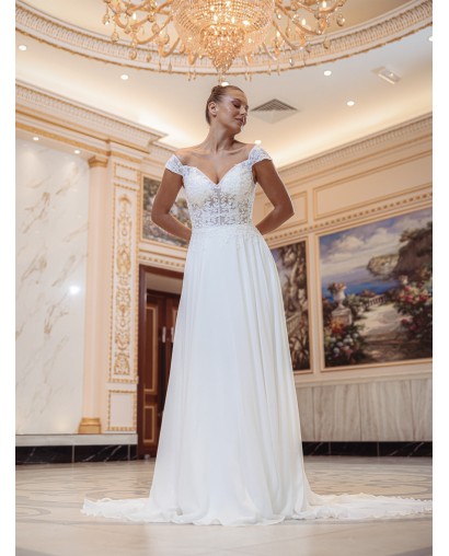 Robe de mariée empire en mousseline 22204 IVORY