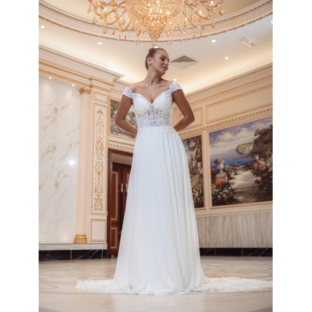 Robe de mariée empire en mousseline 22204 IVORY