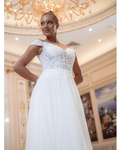 Robe de mariée empire en mousseline 22204 IVORY