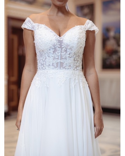 Robe de mariée empire en mousseline 22204 IVORY