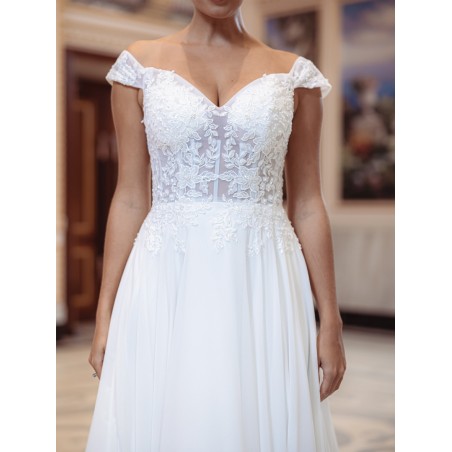 Robe de mariée empire en mousseline 22204 IVORY