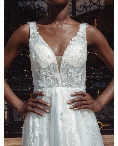 Robe de mariée empire en tulle 22210 IVORY