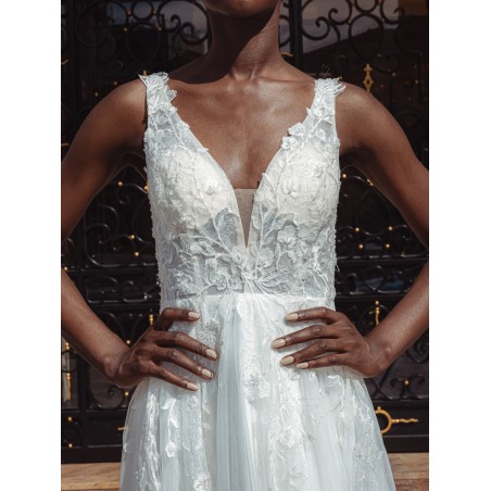 Robe de mariée empire en tulle 22210 IVORY