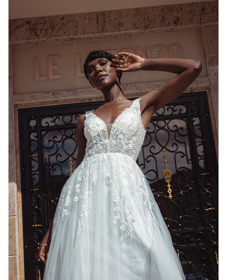 Robe de mariée empire en tulle 22210 IVORY