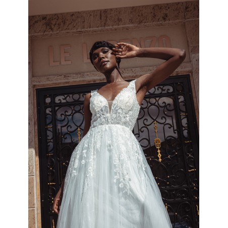 Robe de mariée empire en tulle 22210 IVORY