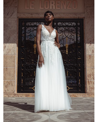 Robe de mariée empire en tulle 22210 IVORY