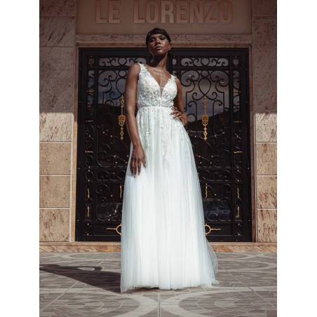 Robe de mariée empire en tulle 22210 IVORY