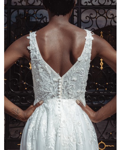 Robe de mariée empire en tulle 22210 IVORY