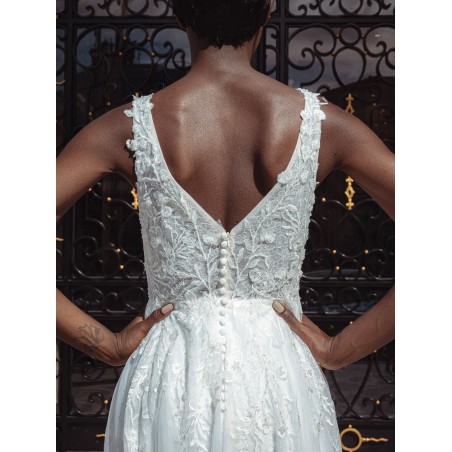 Robe de mariée empire en tulle 22210 IVORY