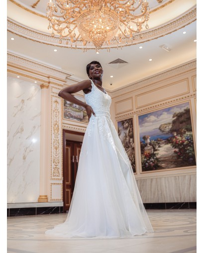 Robe de mariée forme fourreau avec sur-jupe Promarried 22215 IVORY