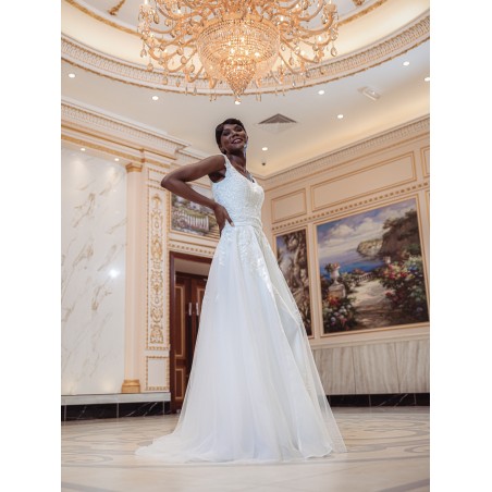 Robe de mariée forme fourreau avec sur-jupe Promarried 22215 IVORY