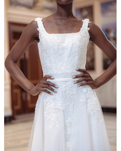 Robe de mariée forme fourreau avec sur-jupe Promarried 22215 IVORY