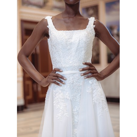 Robe de mariée forme fourreau avec sur-jupe Promarried 22215 IVORY