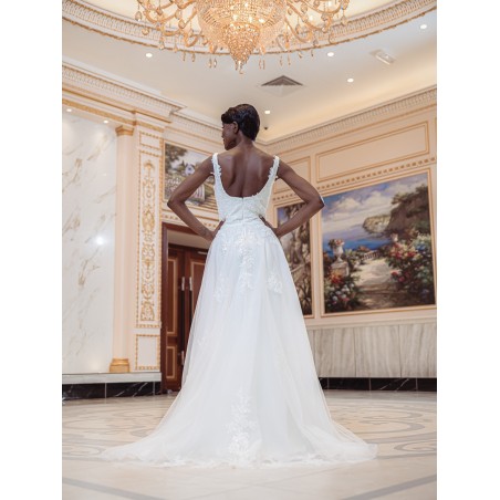 Robe de mariée forme fourreau avec sur-jupe Promarried 22215 IVORY