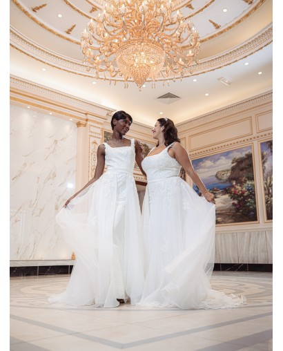 Robe de mariée forme fourreau avec sur-jupe Promarried 22215 IVORY