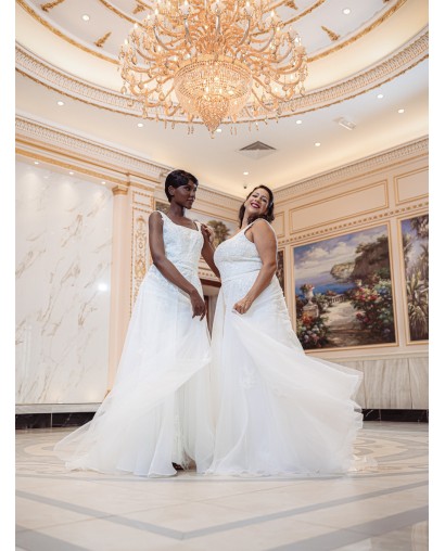 Robe de mariée forme fourreau avec sur-jupe Promarried 22215 IVORY