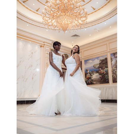 Robe de mariée forme fourreau avec sur-jupe Promarried 22215 IVORY