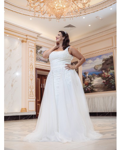 Robe de mariée forme fourreau avec sur-jupe Promarried 22215 IVORY