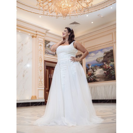 Robe de mariée forme fourreau avec sur-jupe Promarried 22215 IVORY