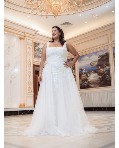 Robe de mariée forme fourreau avec sur-jupe Promarried 22215 IVORY