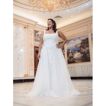 Robe de mariée forme fourreau avec sur-jupe Promarried 22215 IVORY