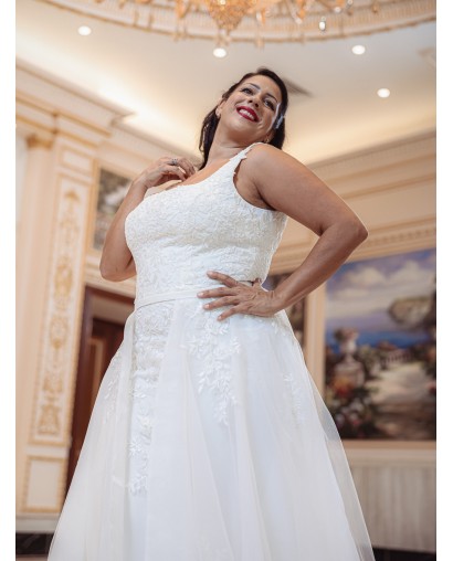 Robe de mariée forme fourreau avec sur-jupe Promarried 22215 IVORY