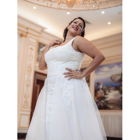 Robe de mariée forme fourreau avec sur-jupe Promarried 22215 IVORY
