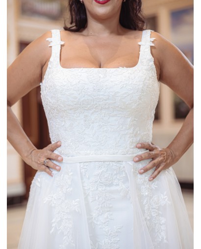 Robe de mariée forme fourreau avec sur-jupe Promarried 22215 IVORY