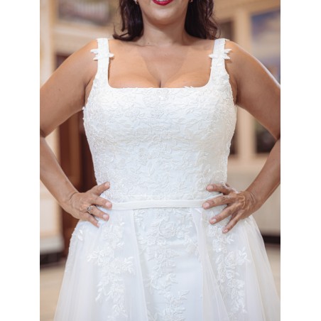 Robe de mariée forme fourreau avec sur-jupe Promarried 22215 IVORY