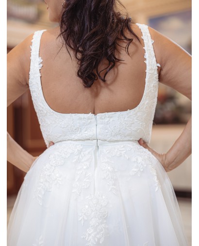 Robe de mariée forme fourreau avec sur-jupe Promarried 22215 IVORY