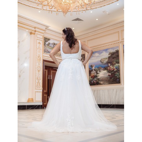 Robe de mariée forme fourreau avec sur-jupe Promarried 22215 IVORY
