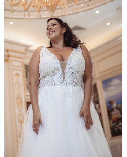 Robe de mariée trapèze en tulle et dentelle Promarried 22217 GT IVORY